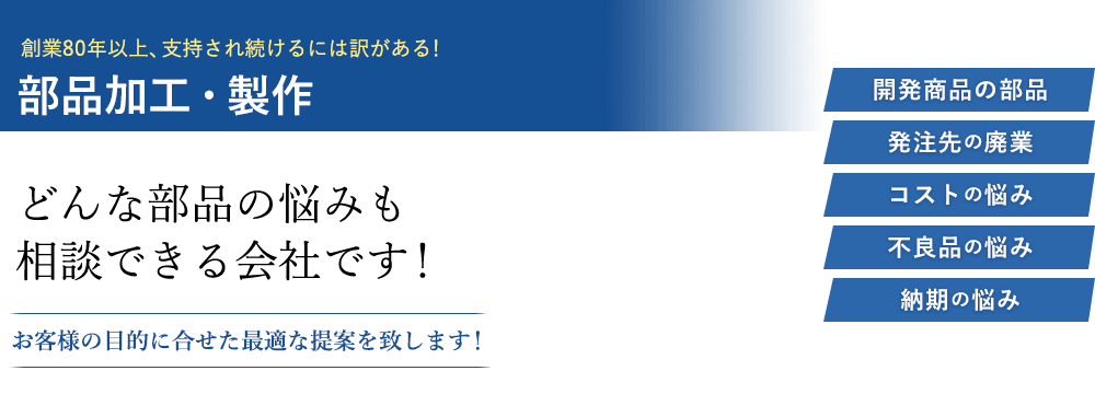 部品加工・製作～どんな部品の悩みも相談できる会社です～