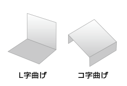 板材のL字曲げ・コ字曲げのイメージ図