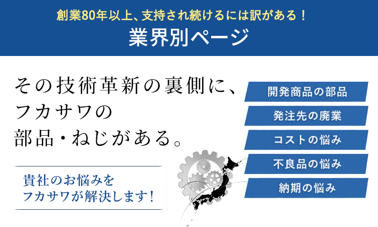 その技術革新の裏側に、
フカサワの部品・ねじがある。